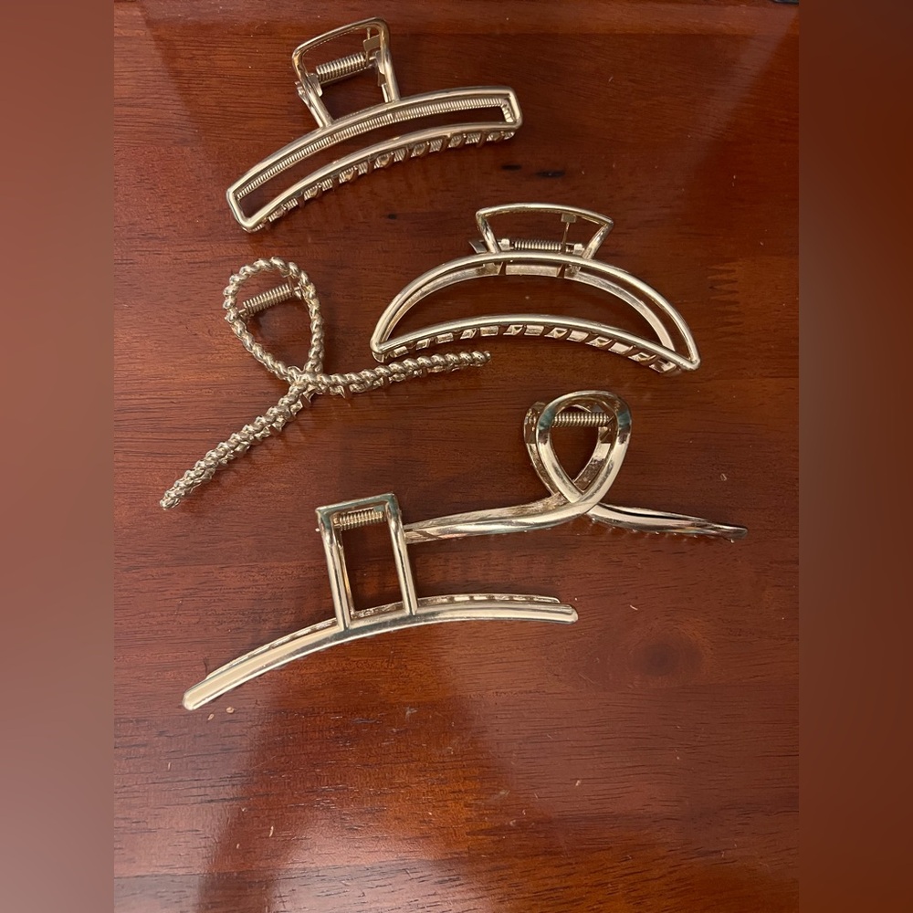 Gold Hair Claw Clips Set